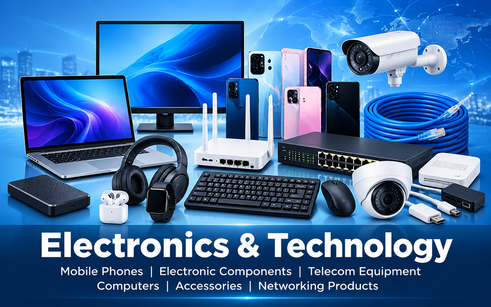 Electronics and technology products from India including computers, networking equipment, telecom and electronic components