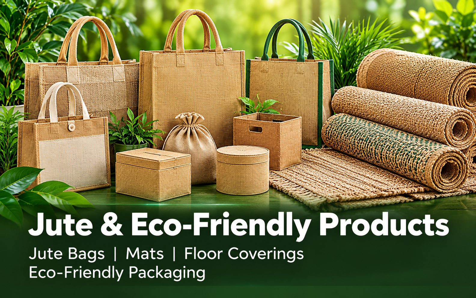 Jute and eco friendly products from India including jute bags, mats, rugs and eco packaging